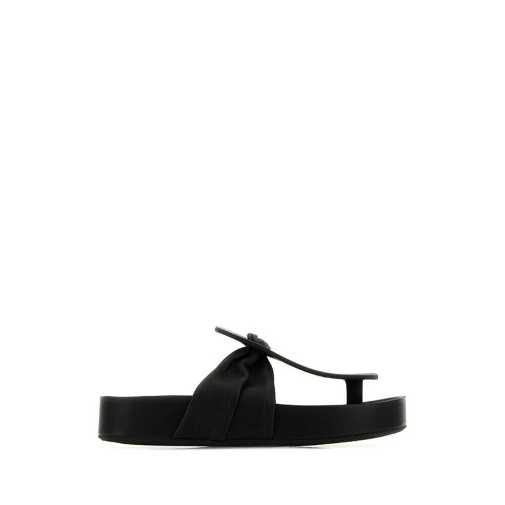 Uma Wang Women Black Leather Thong Slippers